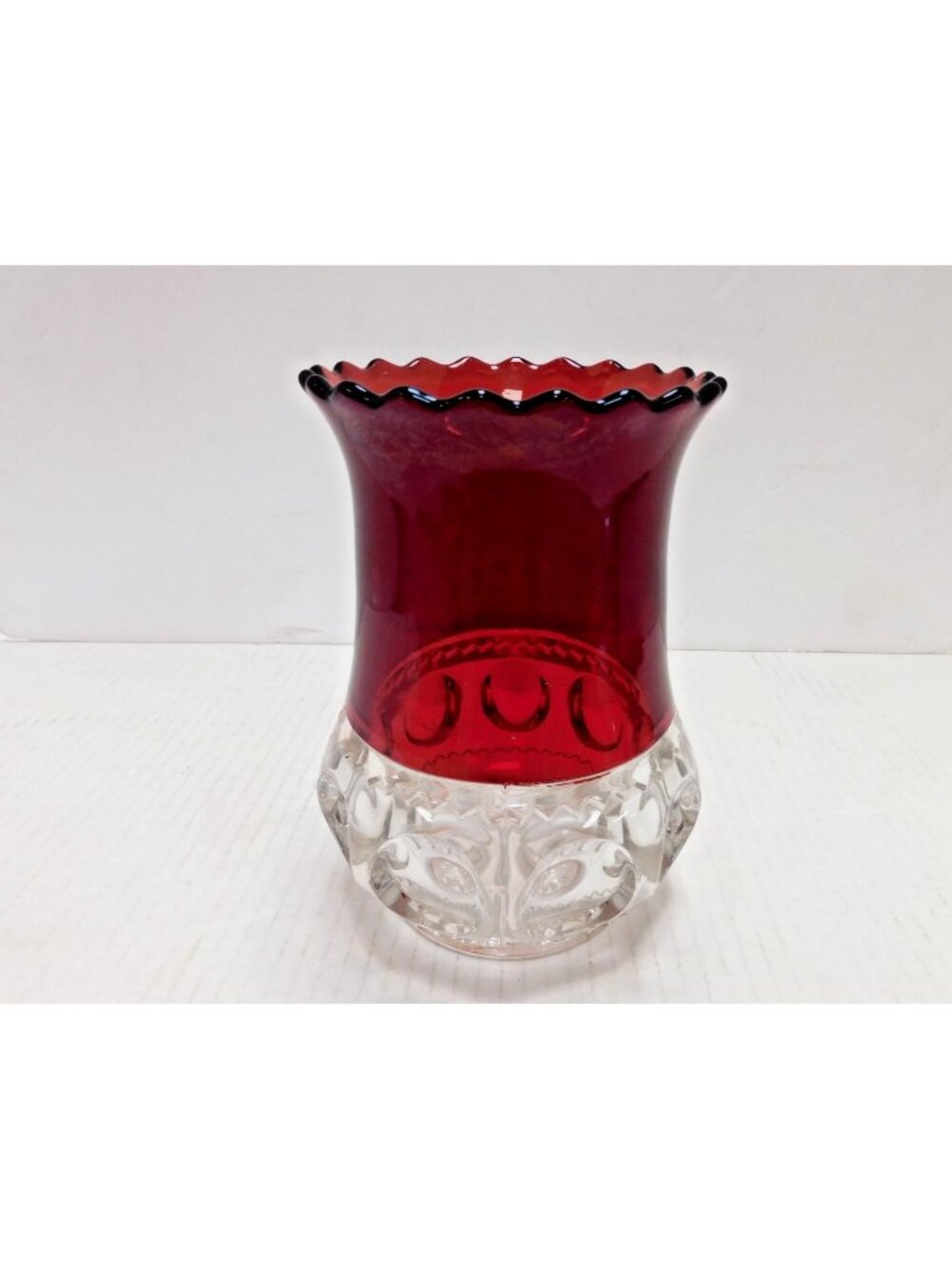 VTG Kings Crown Celery Vase Ruby Stained Thumb Print EAPG Victorian JC410